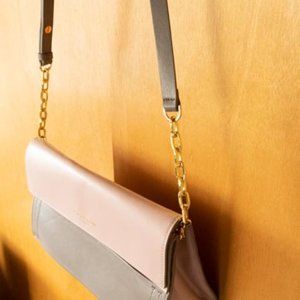 Halston Heritage Pink w Taupe Crossbody Bag
